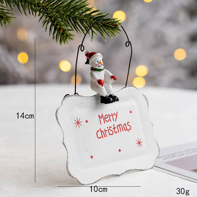 Christmas Iron Door Hanging Old Man Snowman Elk Decorative Pendant