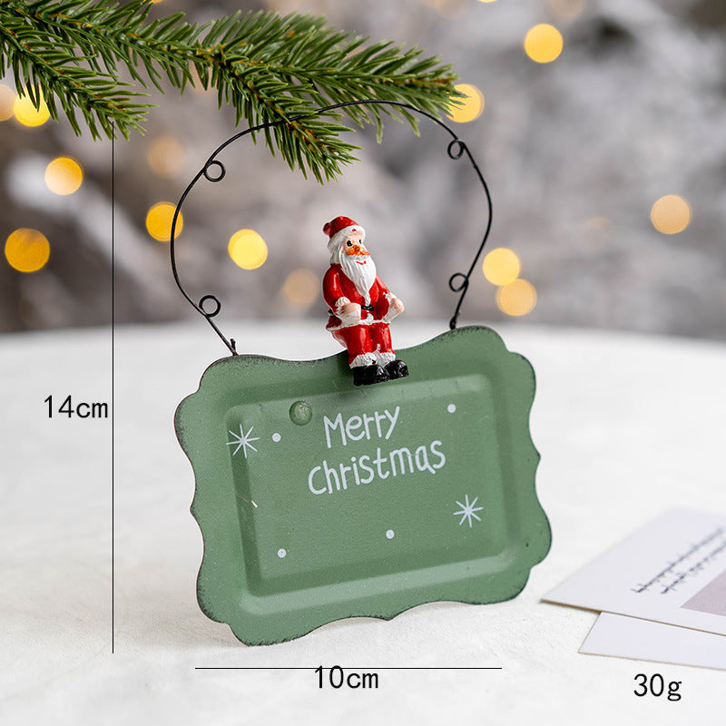 Christmas Iron Door Hanging Old Man Snowman Elk Decorative Pendant