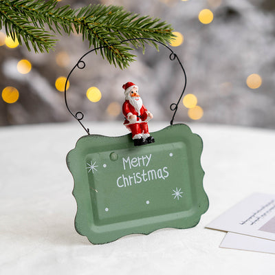 Christmas Iron Door Hanging Old Man Snowman Elk Decorative Pendant