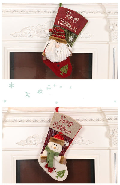 Premium Julstrumpa – Med 3D Tomte/Snögubbe & Broderad Text